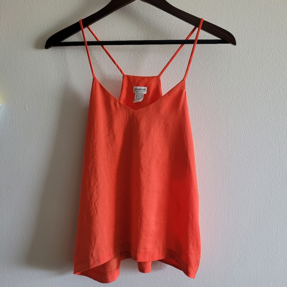 H&M orange silky racerback tank top women's size 6 or small